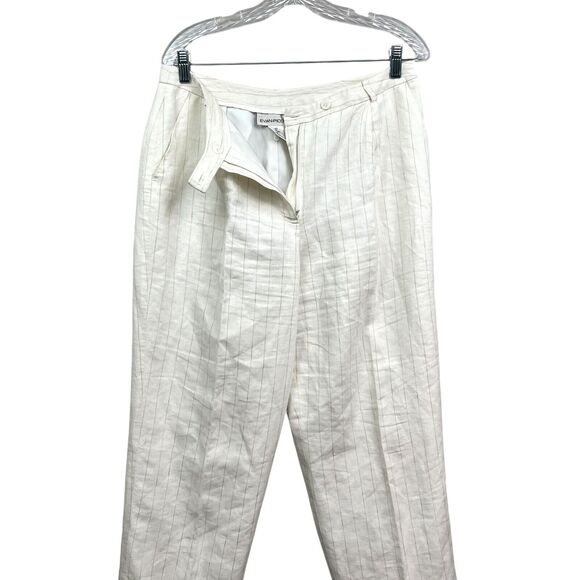 Evan Picone Womens Linen 2 pcs Top and Pants Stripe Long Sleeve Cream‎ Tan Sz 12 - Picture 8 of 11